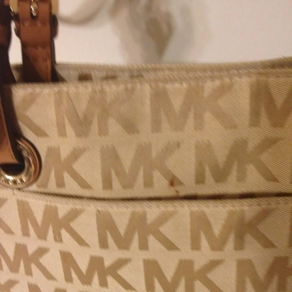Michael Kors gold MK signature tote bag